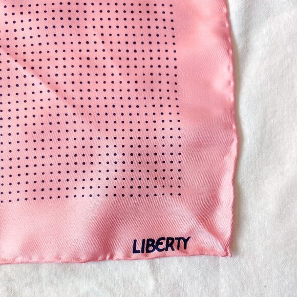 Liberty of London Pink & Blue Polka Dot Silk Twill Scarf with Hand Rolled Edges - Picture 1 of 6